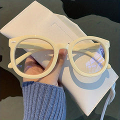 Retro Large Round Clear Lens Blue Light Blocking Glasses