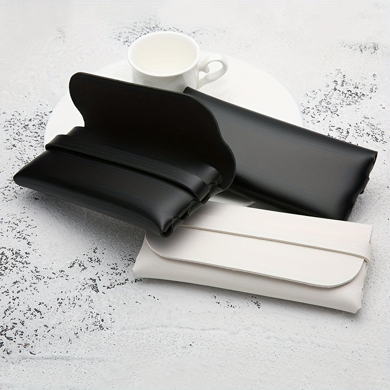 Soft PU Leather Glasses Bag Portable Container Minimalist Flap Case