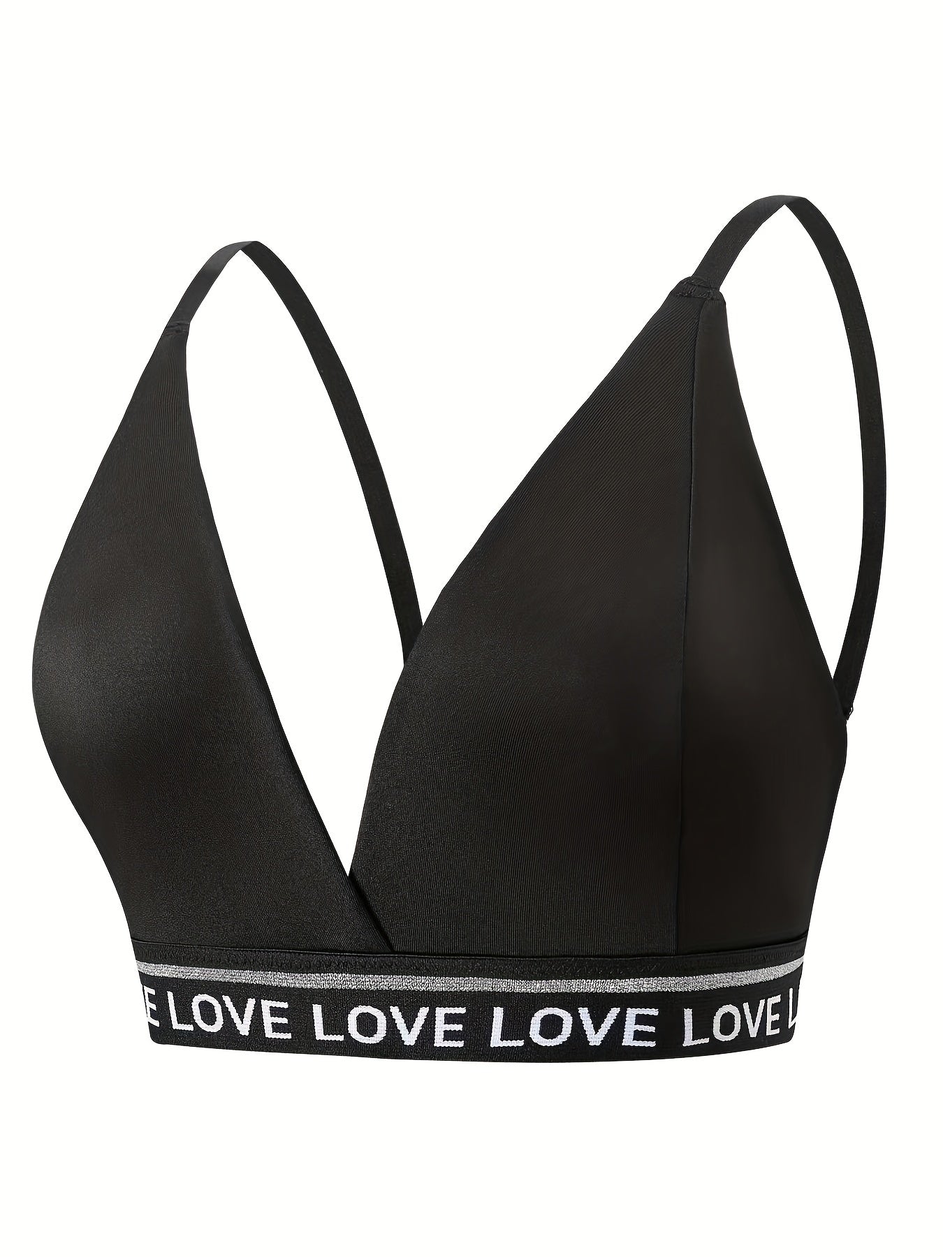 Sexy Bra Women's Plus Letter Tape Deep V Neck Stretch Lingerie Bra