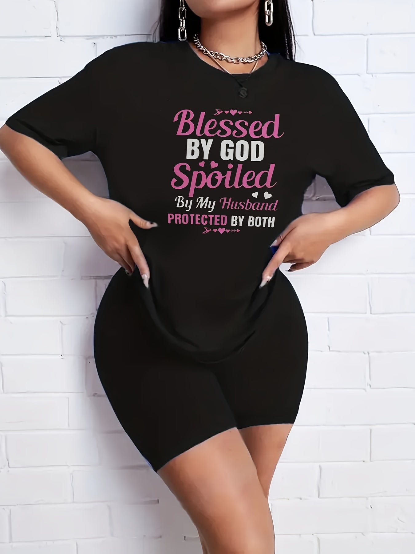 2pcs Summer Sports Sets Round Neck T-shirts & Shorts Women's Activewear
