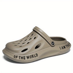Men's Alphabet Detail Lightweight Comfy Clogs Hollow Out Non Slip Garden Shoes