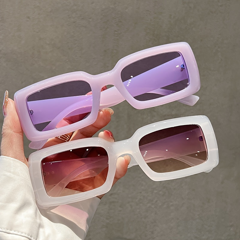 Boho Rectangle Sunglasses Gradient Candy Shades UV400 Sunscreen Glasses
