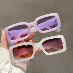 Boho Rectangle Sunglasses Gradient Candy Shades UV400 Sunscreen Glasses