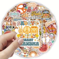 50Pcs Hippie Stickers Preppy Sticker Packs Hippy Party Decor...