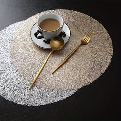 Plastic Placemats Western Food Mat Round Hollow Bronzing Dining Table Mat