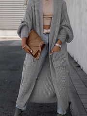 Open Front Pocket Cardigan Long Sleeve Sweater for Fall & Winter