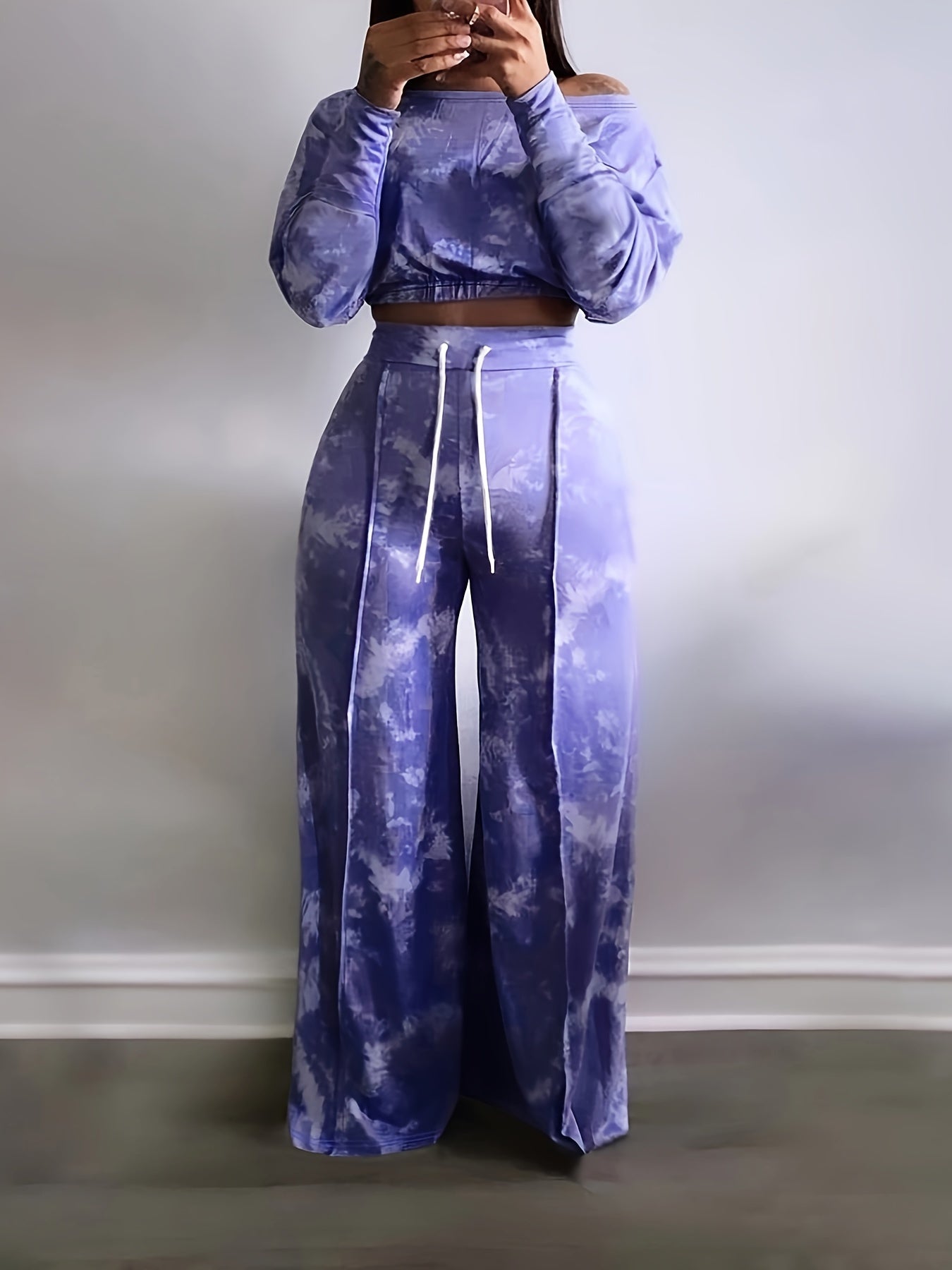 Tie Dye One Shoulder Crop Top & Pants Set