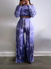 Tie Dye One Shoulder Crop Top & Pants Set
