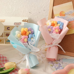 Mother's Gift Knitting Flowers Puff Flowers Small Bouquet Wool Bouquet