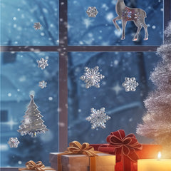 Colorful Snowflake Christmas Tree Snowman Window Stickers