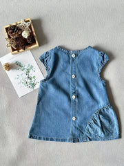 Baby Cotton Sleeveless Denim Dress For Your Pretty Girl