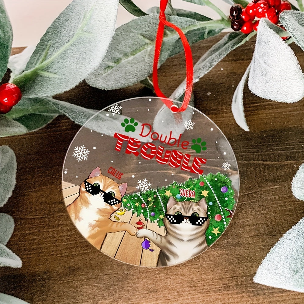Acrylic Sunglasses Cat Christmas Style Decoration Pendant