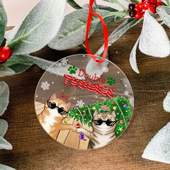 Acrylic Sunglasses Cat Christmas Style Decoration Pendant