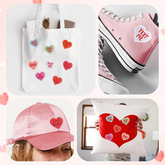 Valentines Iron On Patches Conversation Hearts Sew On Embroidered Applique