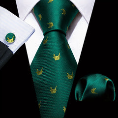 Barry Wang Giraffe Cartoon Pattern Necktie Silk Ties Set