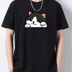 Men's Round Neck Print Short sleeve Comfy T shirt Loose Casual Top