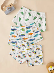 3pcs Boys Boxer Briefs Cartoon Dinosaur Train Print Underwear Kids Clothes