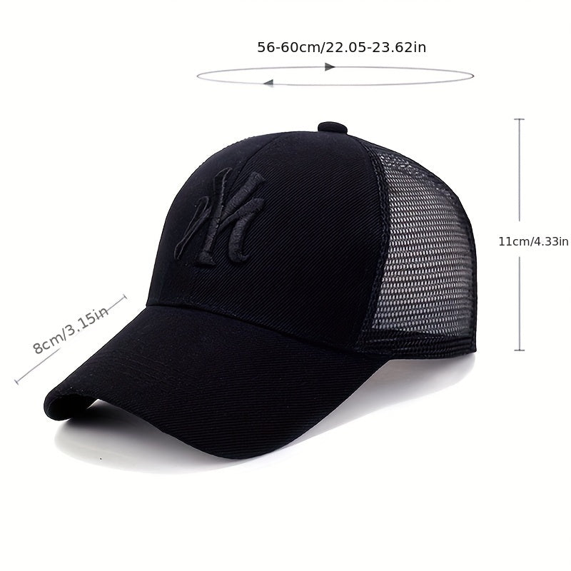 Mesh Baseball Cap Sun Hat Unisex Embroidered Letter