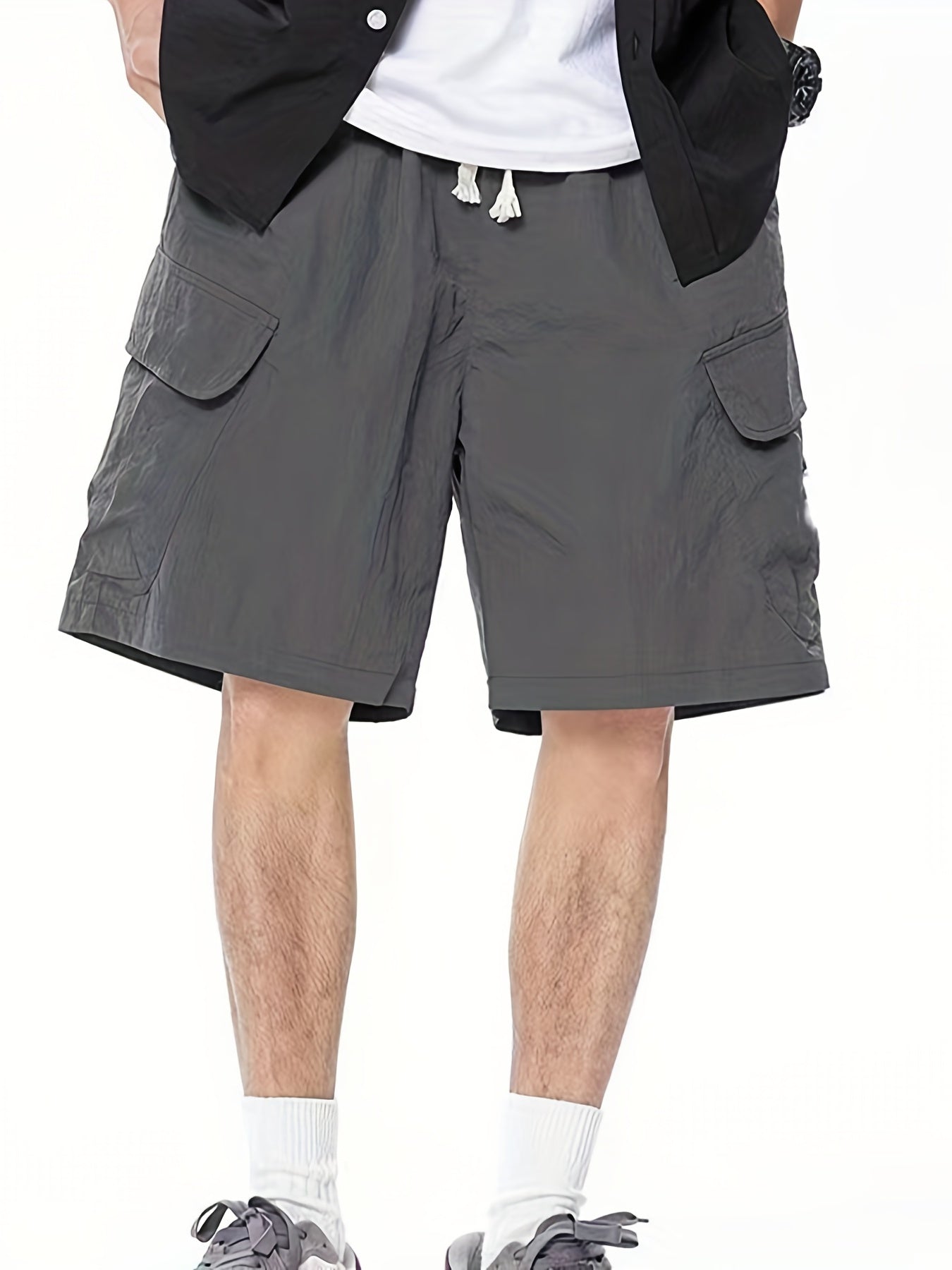 Men's Drawstring Cargo Shorts with Pockets