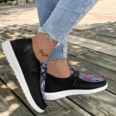 Women's Canvas Lace Up Sneakers Lightweight Casual Outdoor Shoes