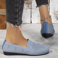 Women's Mesh Panel Pattern Shoes Slip On Round Toe Flat Shoes