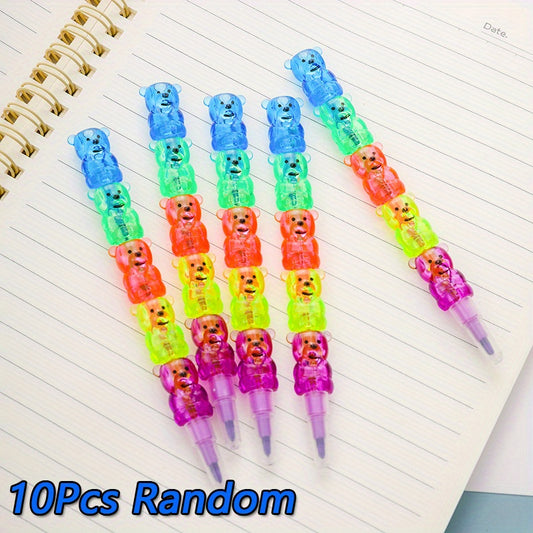 10 Pastel Bear Crayons, Kids' Party Favors, School Supplies