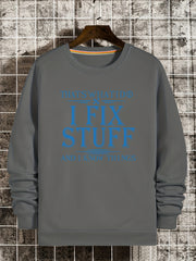 Tough Slogan Print Sweatshirt Men's Casual Graphic Crew Neck Pullover Sweatshirt