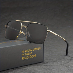 Men's Polarized Square Aviator Sunglasses Metal Frame UV Protection