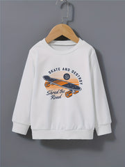 Cartoon Skateboard Letter Print Kid's Sweatshirt Long Sleeve Top