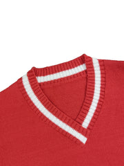 Stripe Print V Neck Long Sleeve Pullover Sweater