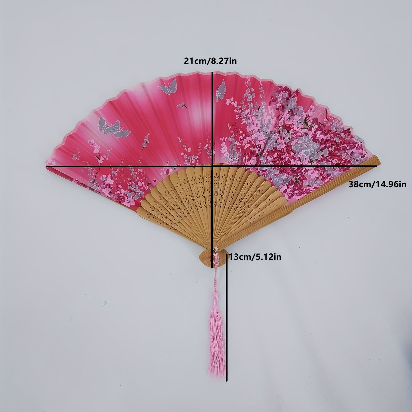Chinese Style Flower Print Folding Fan Stage Performance Photography Props Fan
