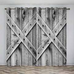 2pcs 3D Wooden Door Polyester Fabric for Home Decor