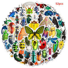 52pcs Cartoon Animals Insect Stickers for Cup Phone Case Skateboard DIY Toys
