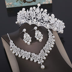 Crystal Faux Pearl Jewelry Set for Women Wedding