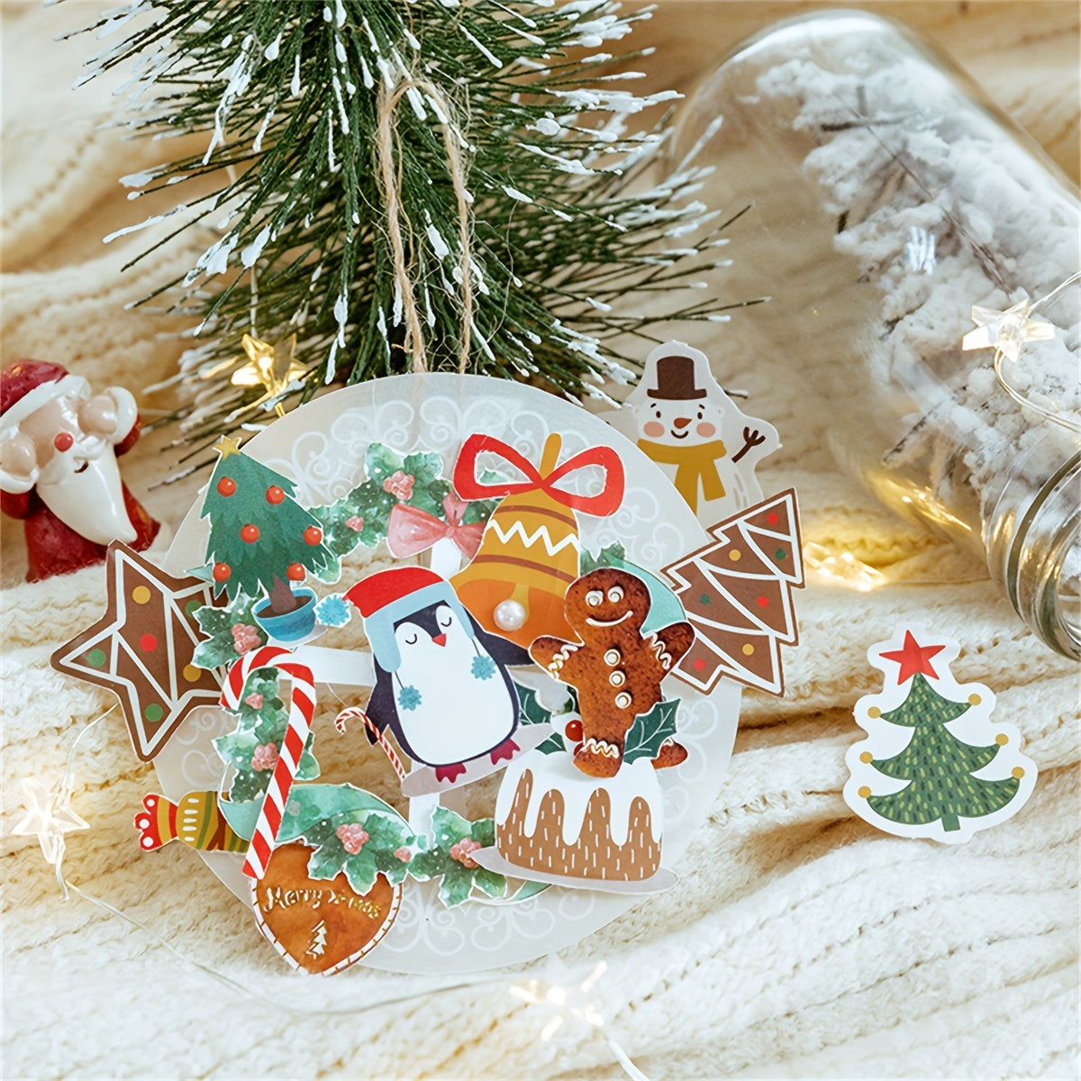 46pcs Merry Christmas Box Stickers Scrapbooking Label Diary Stationery