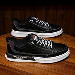 Men's Slip On Leather Skate Shoes Walking Sneakers