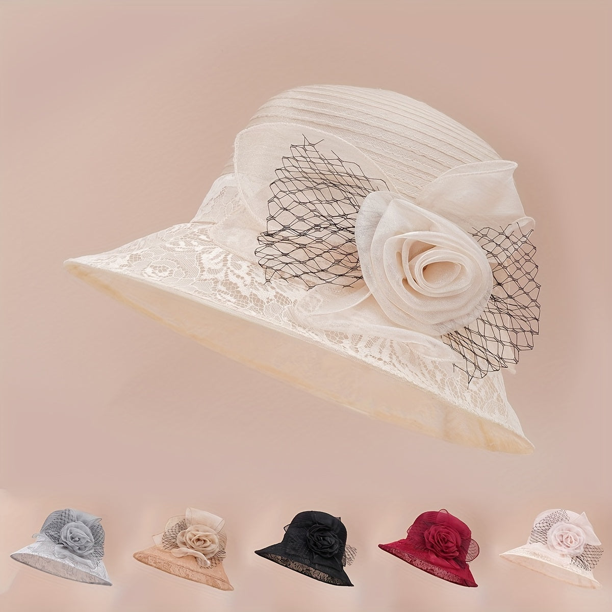 French Style Hat Summer Lace Mesh Bucket Hat Men's And Women's Retro Top Hat
