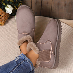 Women's Solid Snow Boots Slip On Round Toe Non slip High Top Velvet Warm Shoes