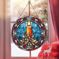 Acrylic Christmas Candle Leaf Stain Window Hanging Pendant