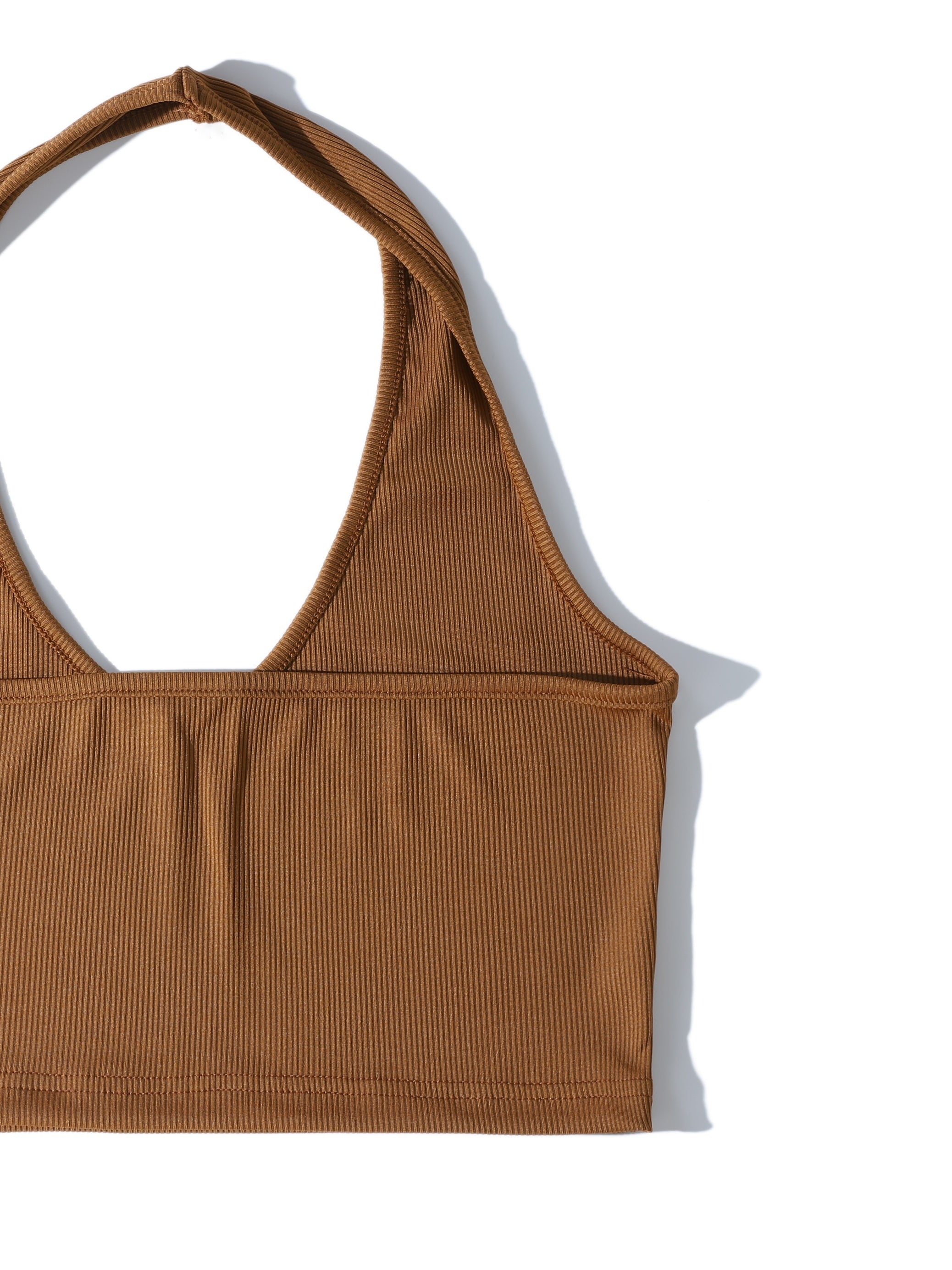 Women's Ribbed Halter Neck Camisole Solid Top
