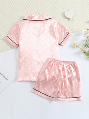 Girls Short Sleeve Satin Pajama Set