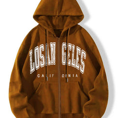 Graphic Casual Sports Hooded Sweatshirt Zipper Drawstring Hoodie