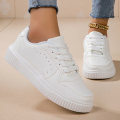Women's Lightweight Solid Skate Shoes Low Top Lace Up Sport Shoes