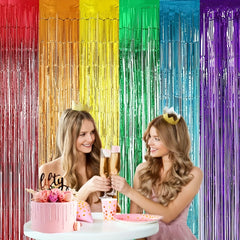 6pcs Rainbow Party Decorations Foil Fringe Curtains