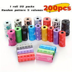 100/200 Paw Print Dog Poop Bags Cat Trash Can Bags Leak Proof Dog Waste Bags