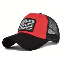 USA Flag Patch Baseball Cap Mesh Trucker Hat Sunscreen Sports Hat