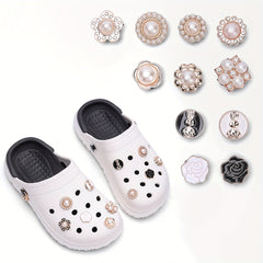 Bling Shoe Decoration Charms With Chains For Clog Sandals Rhinestone & Pearl