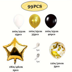 Golden Year Party Balloon Decoration Set - 99pcs