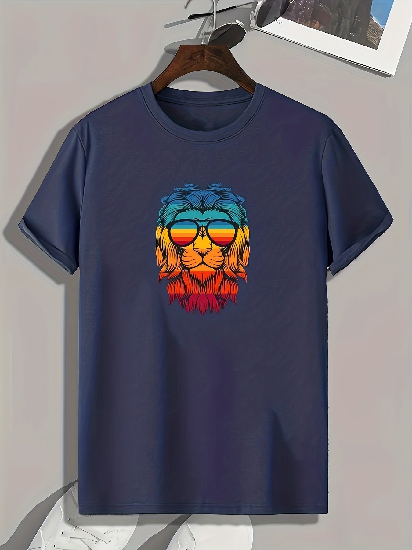 Lion Print Men's Graphic T-shirt Casual Tee for Summer