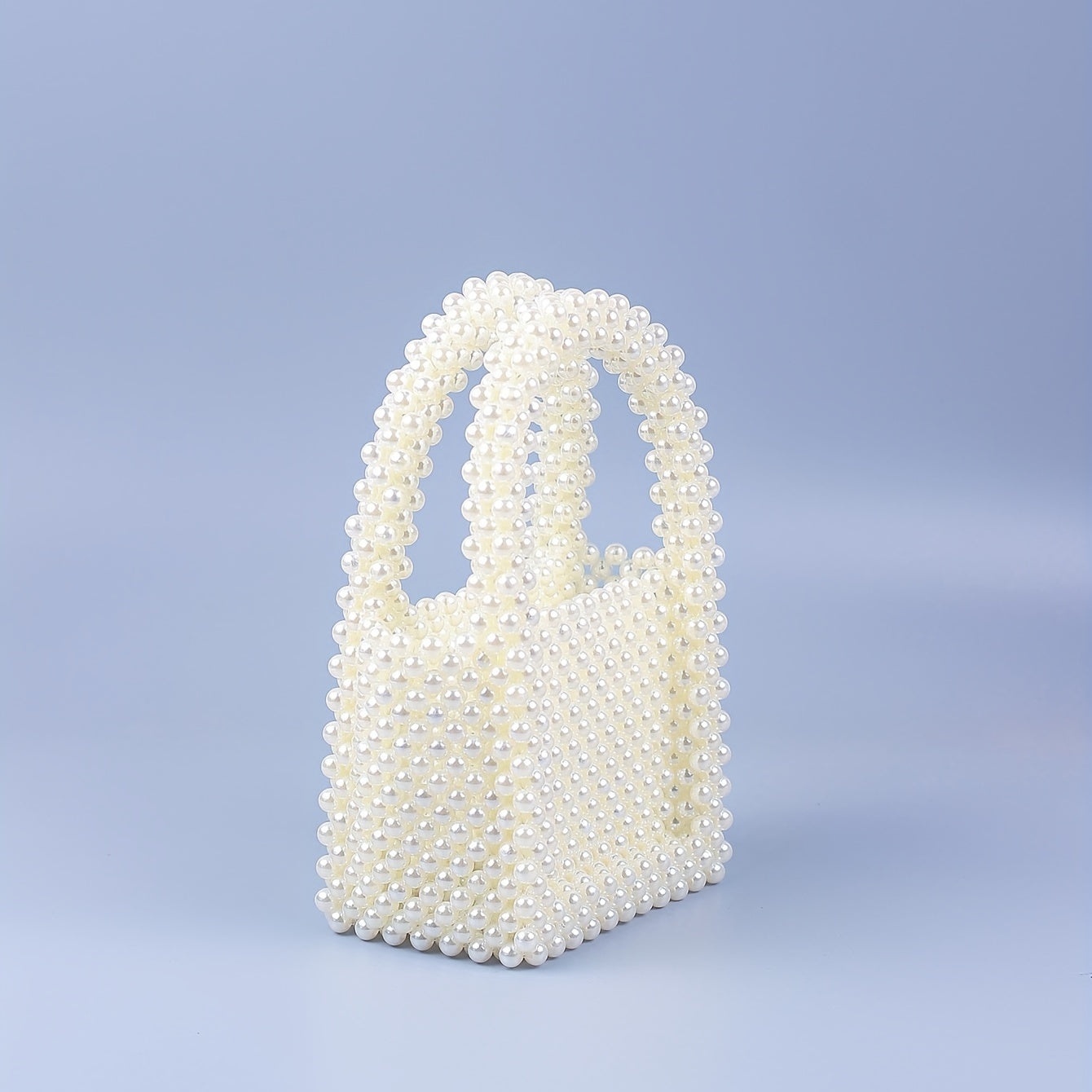 Mini Bead Woven Handbag Plastic Lipstick Clutch Bag Pearl Tote Bag